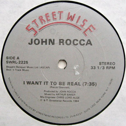 John Rocca – I Want It To Be Real (12", Generic Cover, Streetwise, 1984) Front Cover