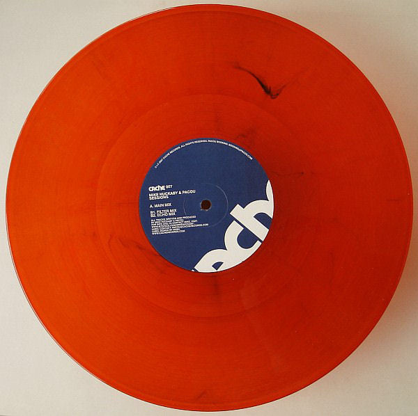 Mike Huckaby & Pacou – Sessions (12", Orange Transparent, Marbled, Cache Records, 2007) Front Cover