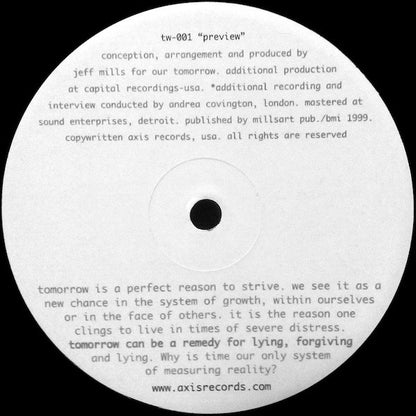 Jeff Mills – Preview (12", Tomorrow, 1999) Back Cover