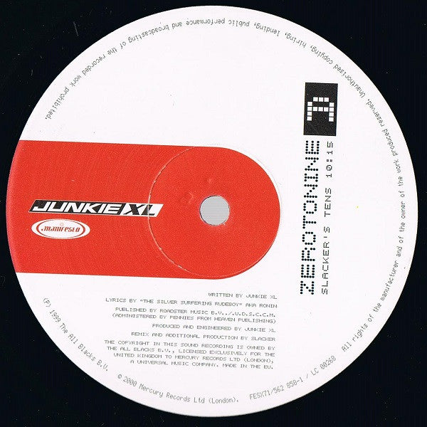 Junkie XL – Zerotonine (12", Manifesto, 2000) Image 3