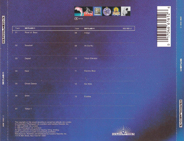 Skylab – Skylab#1 (CD, Astralwerks, 1995) Back Cover