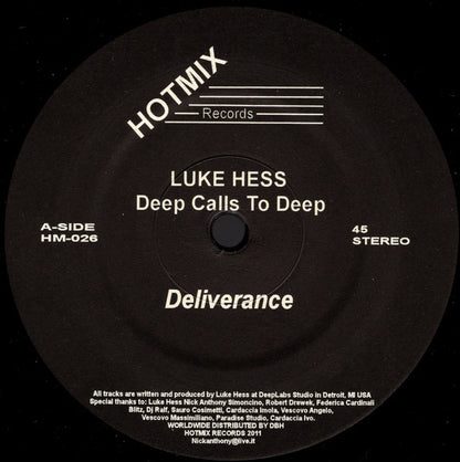 Luke Hess – Deep Calls To Deep (12", HotMix Records, 2021) Front Cover