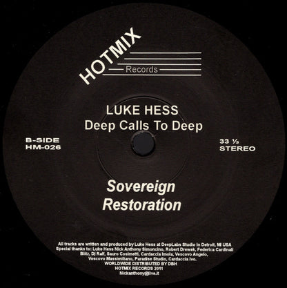 Luke Hess – Deep Calls To Deep (12", HotMix Records, 2021) Back Cover