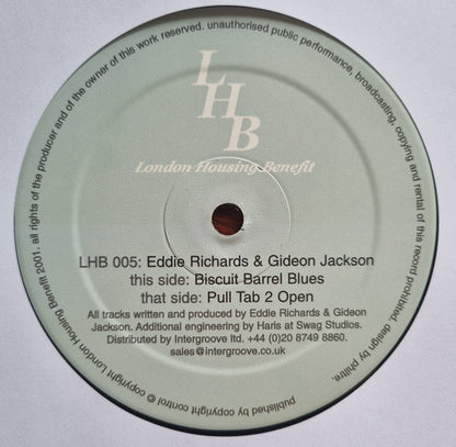 Eddie Richards & Gideon Jackson – Biscuit Barrel Blues / Pull Tab 2 Open (12", London Housing Benefit, 2001) Back Cover