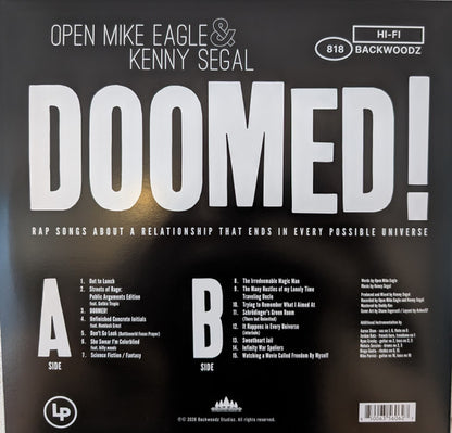 Open Mike Eagle & Kenny Segal – DOOMED! (LP, Backwoodz Studioz, 2026) Back Cover
