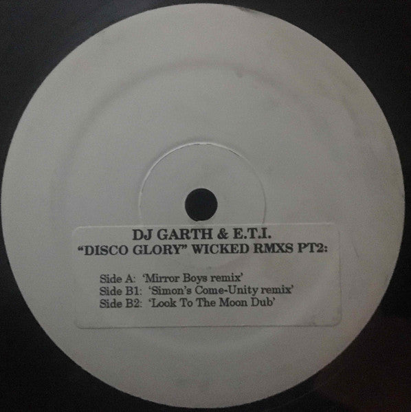 DJ Garth & ETI – Disco Glory (Wicked Rmxs Pt2) (12", Stickered, Grayhound Recordings, 2003) Front Cover