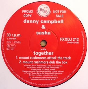 Danny Campbell & Sasha – Together (12", FFRR, 1993) Back Cover