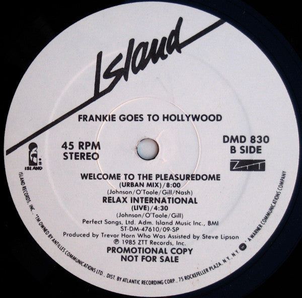 Frankie Goes To Hollywood – Welcome To The Pleasuredome (12", SRC Pressing, Island Records, 1985) Back Cover