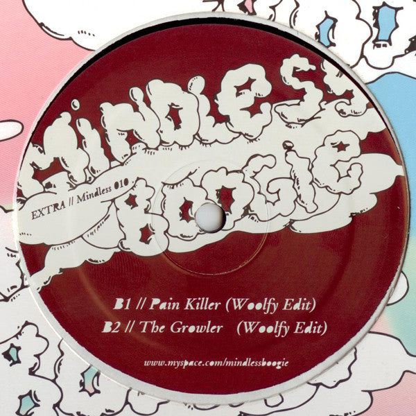 Woolfy – A Pint A Day (12", Mindless Boogie, 2007) Back Cover