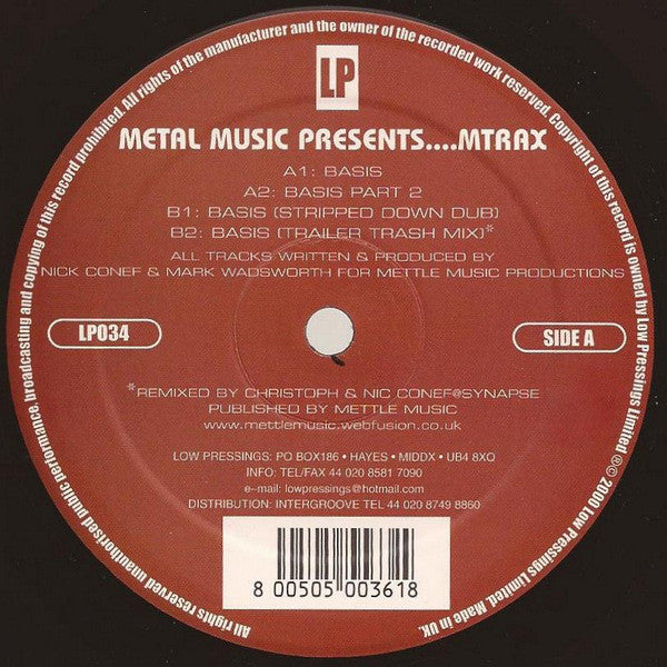 Metal Music Presents M Trax – Basis (12", Low Pressings, 2002) Front Cover