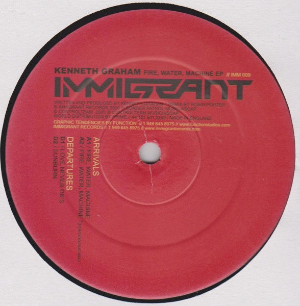 Kenneth Graham – Fire, Water, Machine EP (12", Immigrant, 2000) Front Cover