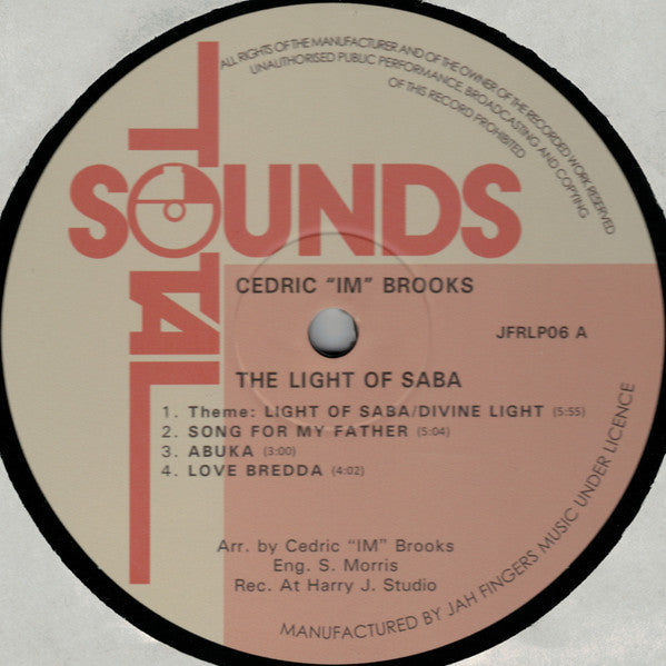Cedric "Im" Brooks , The Light Of Saba – The Light Of Saba (LP, Total Sounds, 2026) Image 3