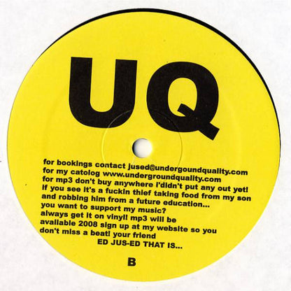 DJ Jus-Ed – Unity Kolabo (4x12"+CDr, Underground Quality, 2007) Back Cover