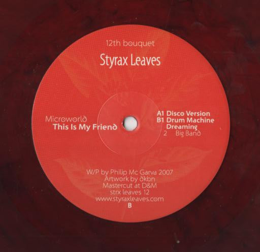 Microworld – This Is My Friend (12", Red, Styrax Leaves, 2007) Back Cover