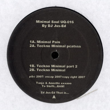 DJ Jus-Ed – Minimal Soul (12", Underground Quality, 2008) Front Cover