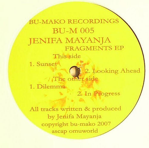 Jenifa Mayanja – Fragments EP (12", Bu-Mako Recordings, 2007) Front Cover