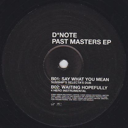 D*Note – Past Masters EP (12", VC Recordings, 2001) Image 3