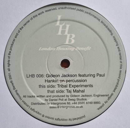 Gideon Jackson – Tribal Experiments / Taj-Mahal (12", London Housing Benefit, 2001) Back Cover