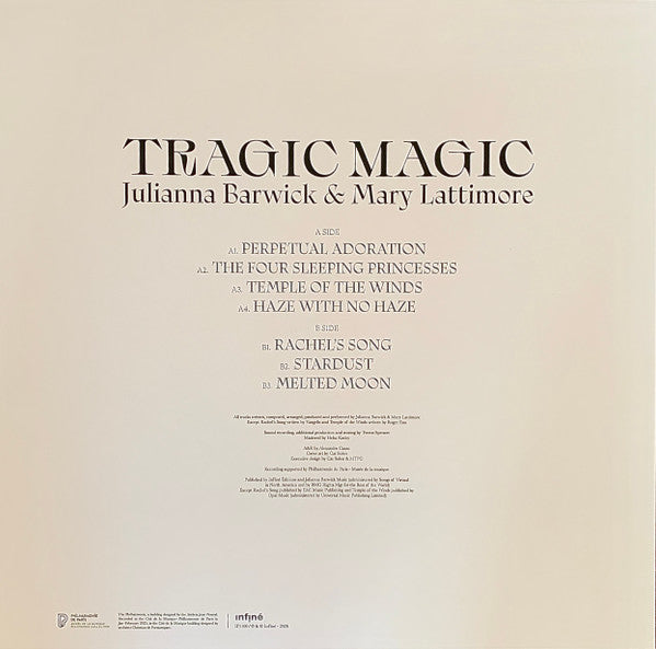 Julianna Barwick & Mary Lattimore – Tragic Magic (LP, Forest Canopy Green, Infiné, 2026) Back Cover