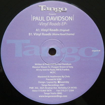 Paul Davidson – Vinyl Roads EP (12", Tango Recordings, 2001) Front Cover