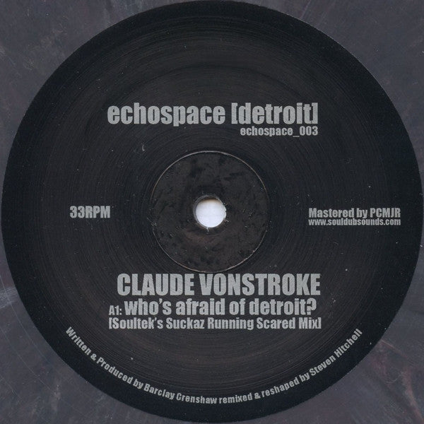 Claude VonStroke – Who's Afraid Of Detroit? [Deepchord & Soultek Mixes] (12", Mixed Color, echospace [detroit], 2007) Front Cover