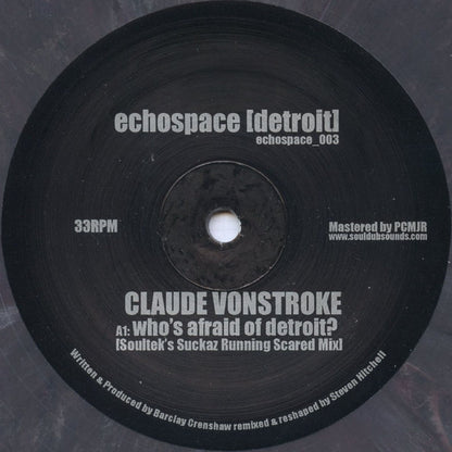 Claude VonStroke – Who's Afraid Of Detroit? [Deepchord & Soultek Mixes] (12", Mixed Color, echospace [detroit], 2007) Front Cover