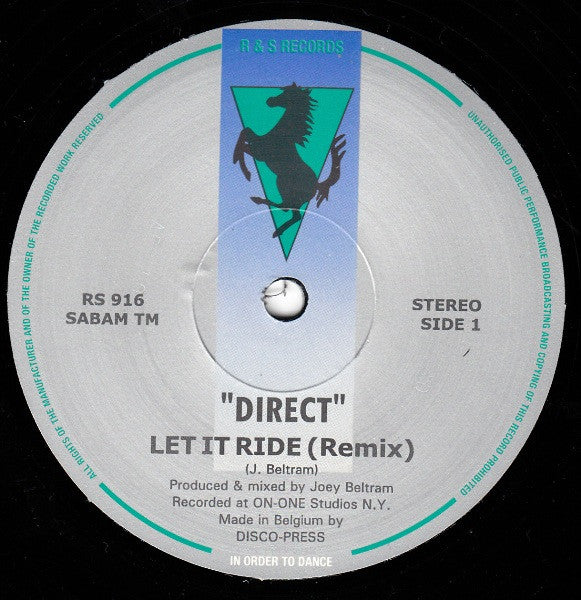 Direct – Let It Ride (Remix) (12", Silver label, R & S Records, 2006) Front Cover