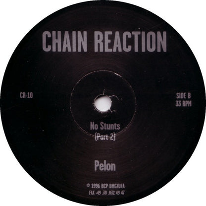 Pelon – No Stunts (12", Chain Reaction, 1996) Back Cover