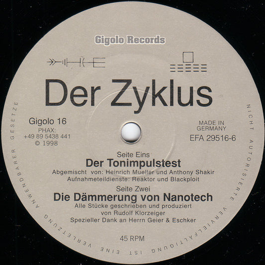 Der Zyklus – Der Tonimpulstest (12", International Deejay Gigolo Records, 2026) Front Cover
