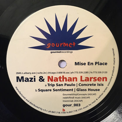 Mazi & Nathan Larsen – Mise En Place (12", Gourmet Recordings, 2000) Image 3