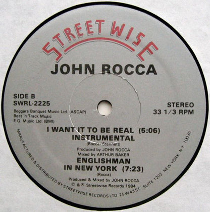 John Rocca – I Want It To Be Real (12", Generic Cover, Streetwise, 1984) Back Cover