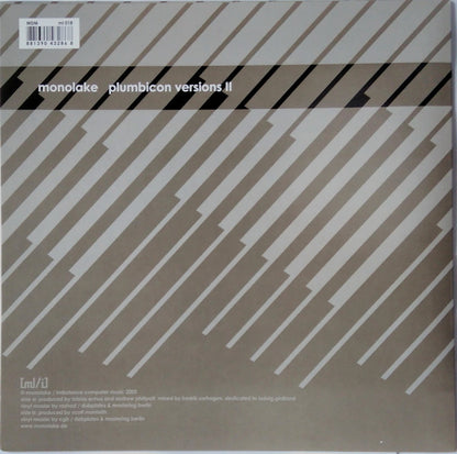 Monolake – Plumbicon Versions II (12", White Opaque, Monolake / Imbalance Computer Music, 2006) Back Cover