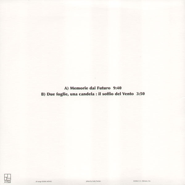 Mono – Memorie Dal Futuro (10", White, Vinyl Films, 2006) Back Cover