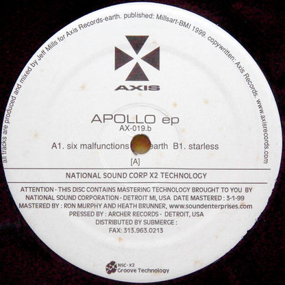 Jeff Mills – Apollo EP (12", Axis, 1999) Front Cover
