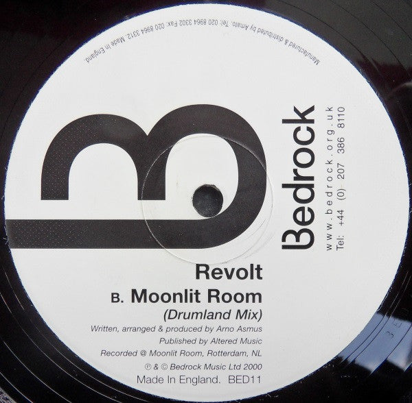 Revolt – Moonlit Room (12", Bedrock Records, 2000) Back Cover