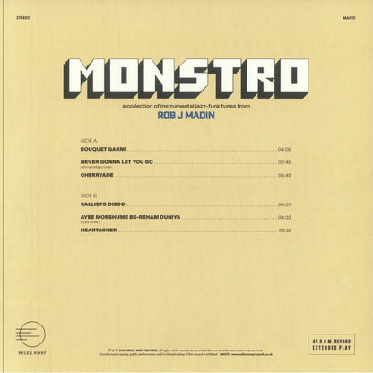 Rob J Madin – Monstro (12", Miles Away, 2025) Back Cover