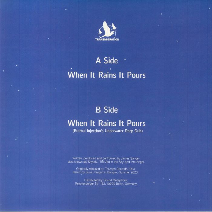 Skyark – When It Rains it Pours (12", Transmigration, 2023) Back Cover