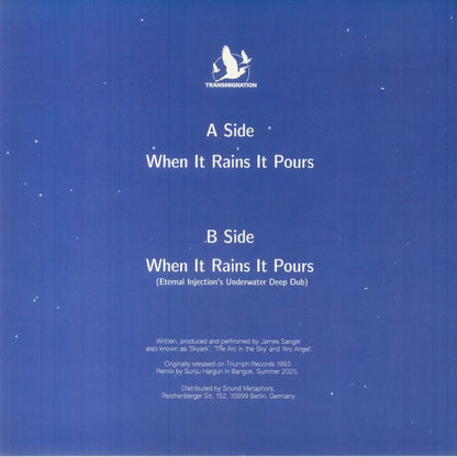 Skyark – When It Rains it Pours (12", Transmigration, 2023) Back Cover
