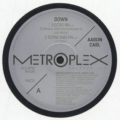 Aaron Carl – Down (12", Metroplex, 2025) Front Cover