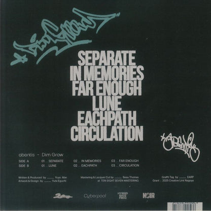 Abentis – Dim Grow (LP, 2++, 2026) Back Cover