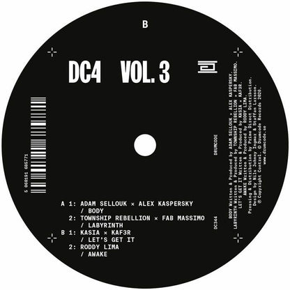 Adam Sellouk / Alex Kaspersky / Township Rebellion / Fab Massimo / Kasia / KAF3R / Roddy Lima – DC4 Vol 3 (12", Drumcode, 2026) Back Cover