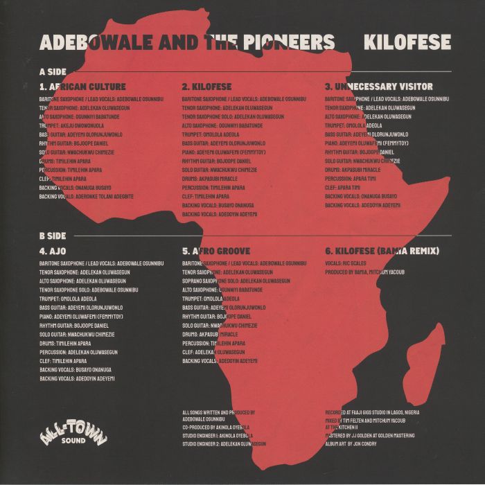 Adebowale & The Pioneers – Kilofese (reissue) (12", (indie exclusive, All Town Sound, 2026) Back Cover