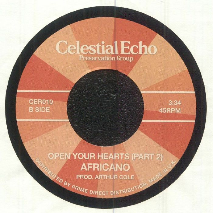 Africano – Open Your Hearts (Part 1) (7", Celestial Echo, 2026) Back Cover
