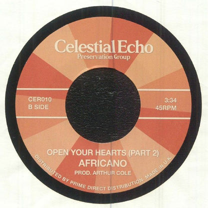 Africano – Open Your Hearts (Part 1) (7", Celestial Echo, 2026) Back Cover