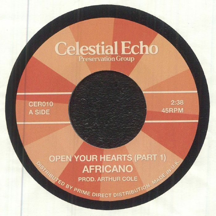 Africano – Open Your Hearts (Part 1) (7", Celestial Echo, 2026) Front Cover