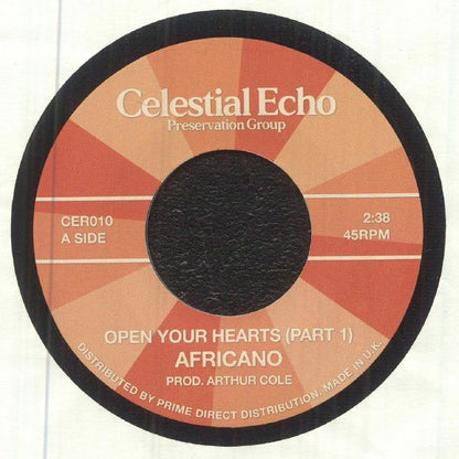 Africano – Open Your Hearts (Part 1) (7", Celestial Echo, 2026) Front Cover