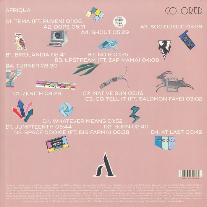 Afriqua – Colored (2xLP, Pink, R & S Records, 2019) Back Cover