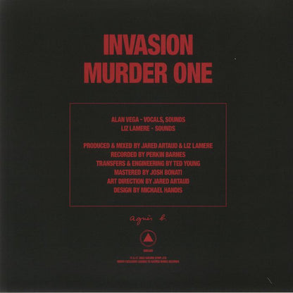 Alan Vega – Invasion / Murder One (12", Red, Sacred Bones Records, 2022) Back Cover