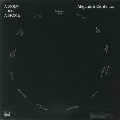 Alejandra Cárdenas – A Body Like A Home (LP, Other People, 2025) back cover