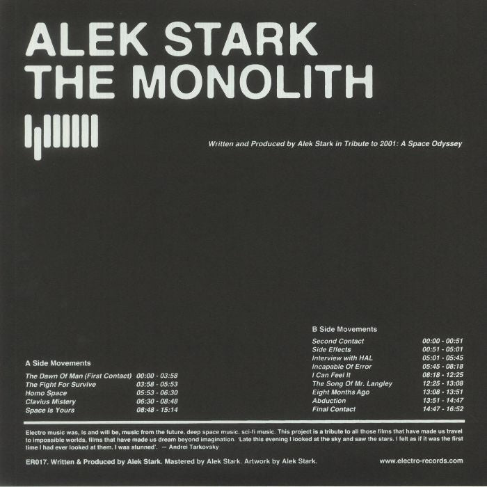 Alek Stark – The Monolith (12", Yellow, Electro Records, 2022) Front Cover